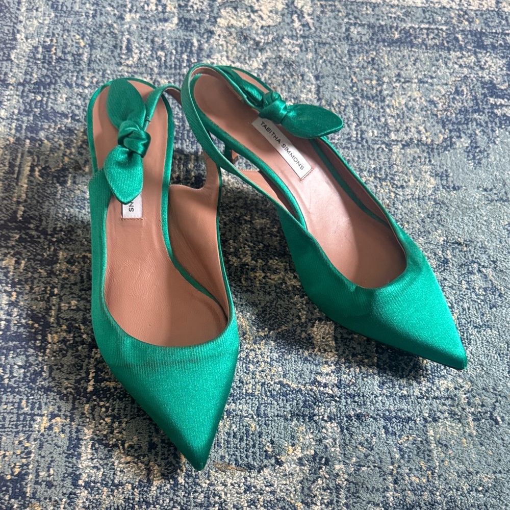 Tabitha Simmons Satin Bow Slingback Heels size 38
